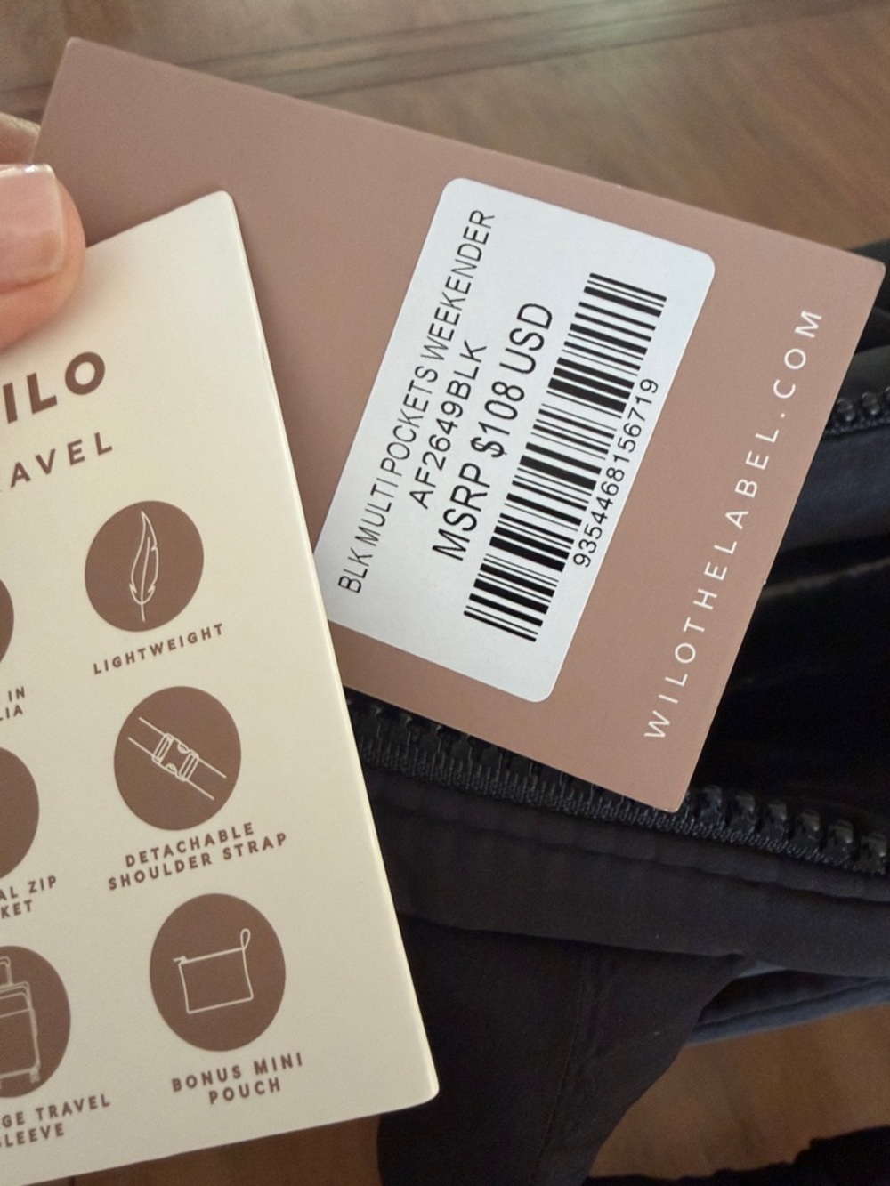 WILO Black Quilted Travel Tote - Picture 6 of 7